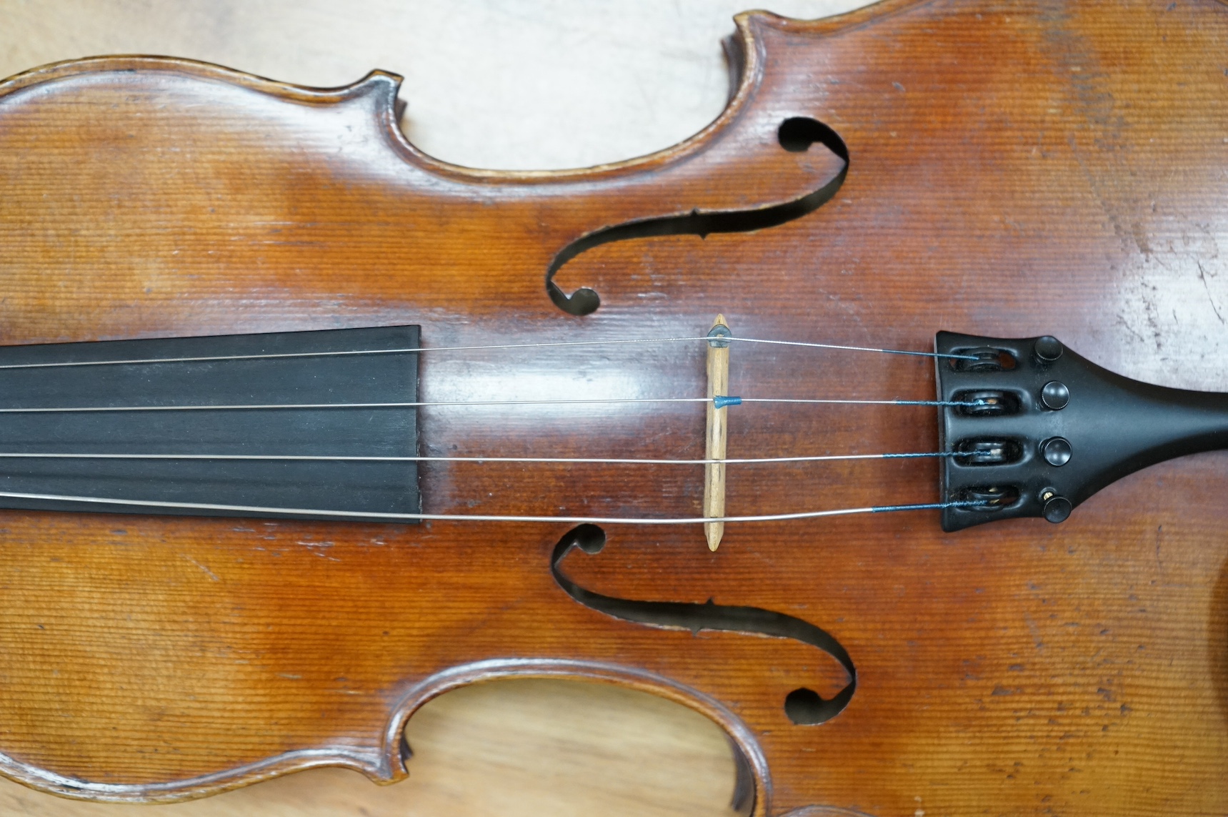 A cased viola, label to interior reads ‘CHR Aug Hammig violin u cellofabrikant, Markneukirchen’, back 39cm. Condition - fair